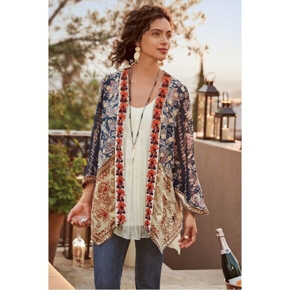 Soft‎ Surroundings Moonlight Garden Topper Kimono duster Sz M - Picture 2 of 9